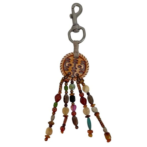 Southwestern Colorful Bead Bag Charm Key Clip Aztec Tribal Bohemian Hand Crafted - Picture 6 of 6